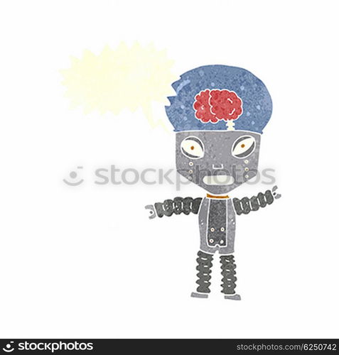 cartoon future robot with speech bubble