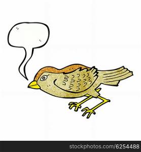 cartoon garden bird with speech bubble