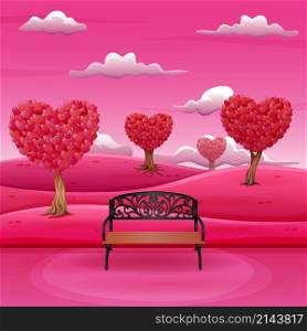 Cartoon garden with shades of pink on valentines day
