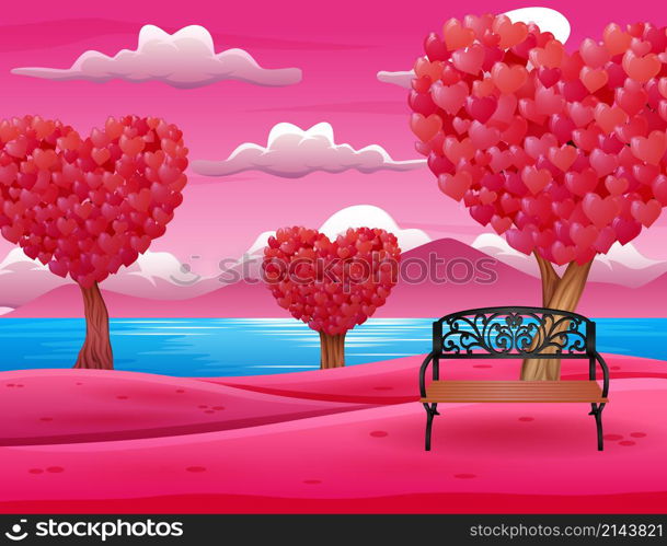 Cartoon garden with shades of pink on valentines day