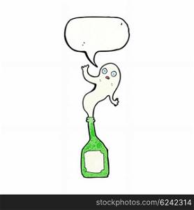 cartoon ghost in bottle with speech bubble