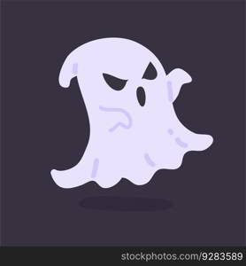 Cartoon ghost in white robe floating Haunt and scare people on Halloween night.