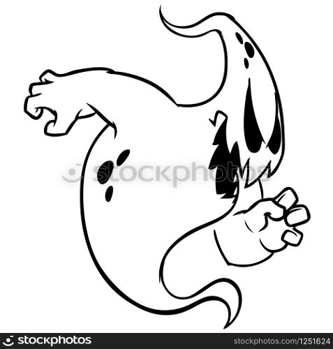Cartoon ghost outline. Halloween vector illustration isolated on a white background
