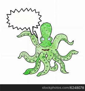 cartoon giant octopus with speech bubble