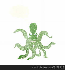 cartoon giant octopus with thought bubble