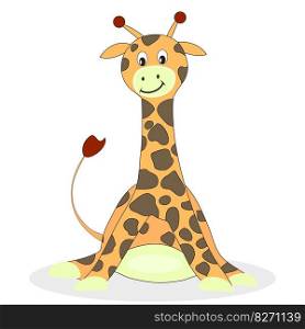 Cartoon giraffe isolated on white background. Baby giraffe and giraffe vector illustration. Cartoon giraffe isolated on white background