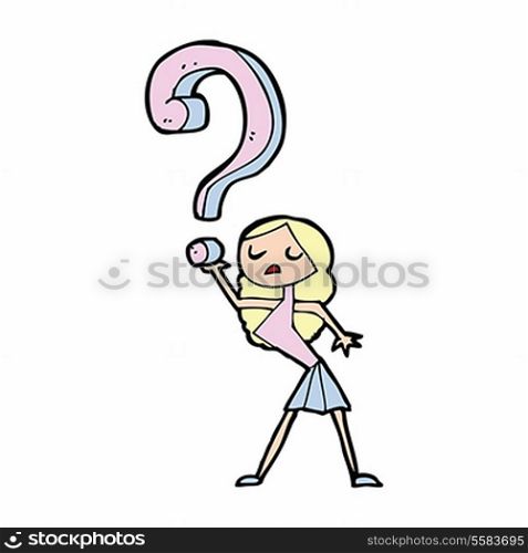 cartoon girl asking a question