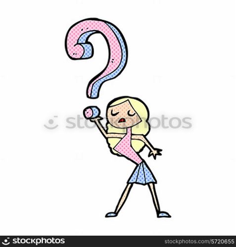 cartoon girl asking a question