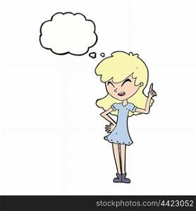 cartoon girl making point with thought bubble