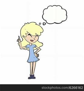 cartoon girl making point with thought bubble