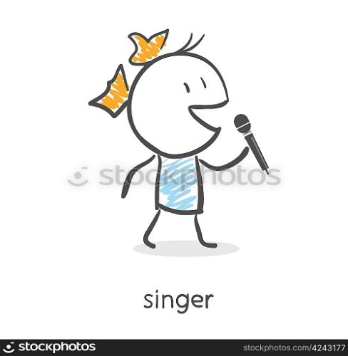 Cartoon girl singing into a microphone