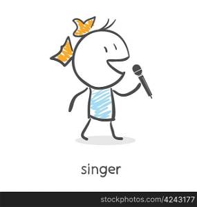 Cartoon girl singing into a microphone