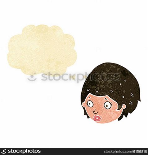 cartoon girl with concerned expression with thought bubble