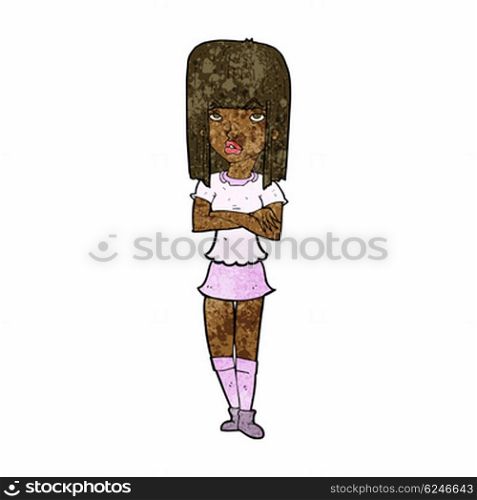 cartoon girl with crossed arms