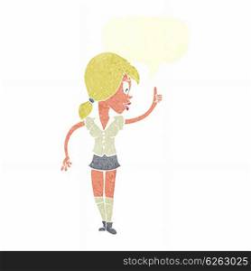 cartoon girl with idea with speech bubble