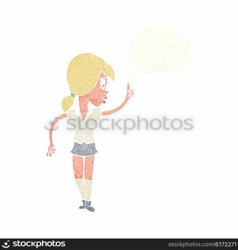 cartoon girl with idea with thought bubble