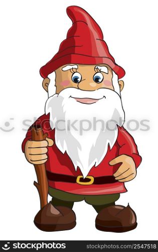 Cartoon gnome on white background. Vector