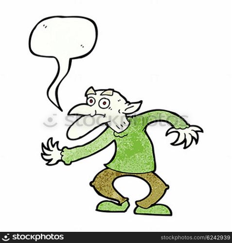 cartoon goblin with speech bubble