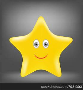 Cartoon Gold Star Isolated on Grey Background. . Gold Star.