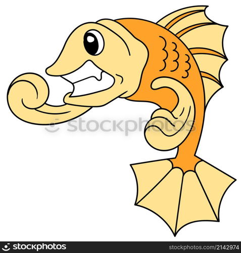 cartoon goldfish is angry doodle icon image