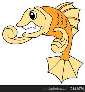 cartoon goldfish is angry doodle icon image