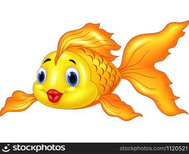 Cartoon Goldfish on Transparent Background