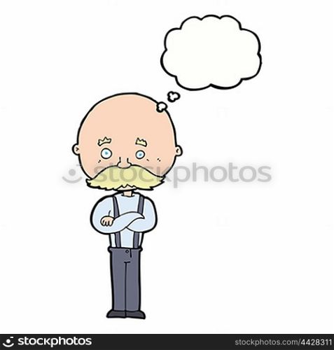 cartoon grandfather with thought bubble