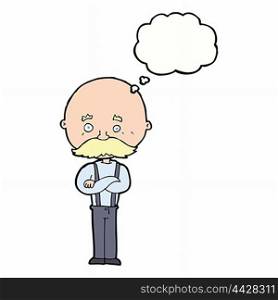 cartoon grandfather with thought bubble