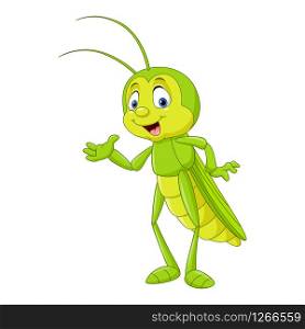 Cartoon grasshopper presenting