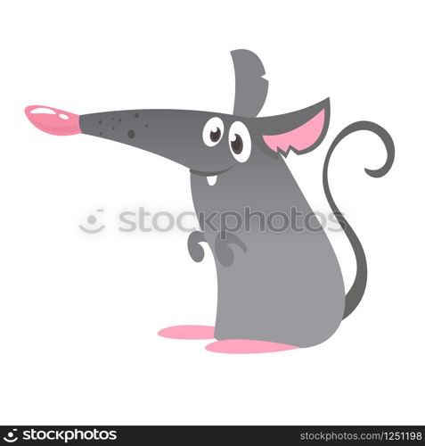 Cartoon gray mouse talking. Vector illustration isolated