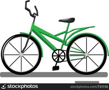 Cartoon green bike vector illustration on white background.