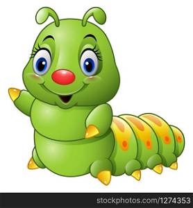 Cartoon green caterpillar