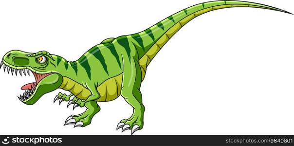 Cartoon green dinosaur on white background Vector Image