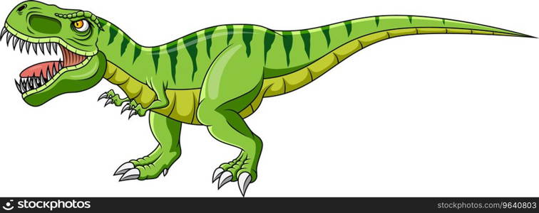 Cartoon green dinosaur on white background Vector Image