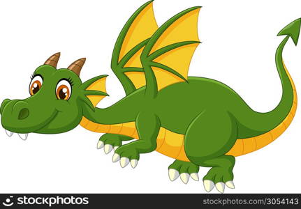 Cartoon green dragon flying