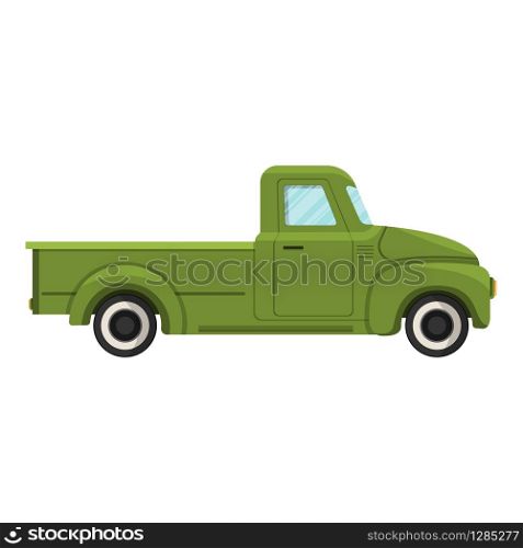 Cartoon green farm truck. Vector illustration