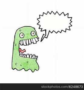 cartoon gross ghost with speech bubble