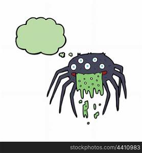 cartoon gross halloween spider with thought bubble