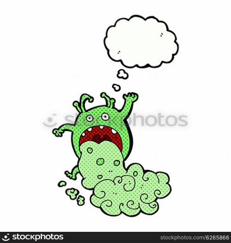 cartoon gross monster being sick with thought bubble