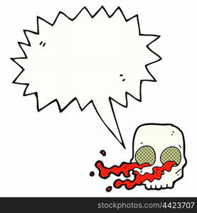 cartoon gross skull with speech bubble