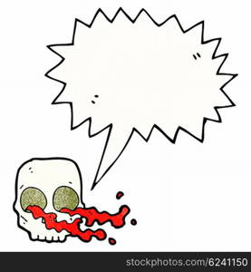 cartoon gross skull with speech bubble