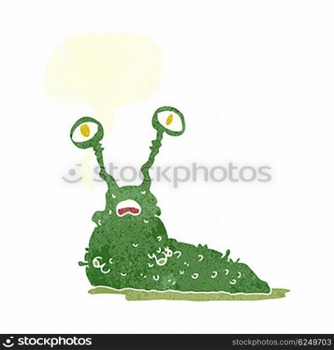 cartoon gross slug with speech bubble