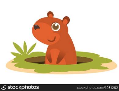 Cartoon groundhog. Vector illustration isolated