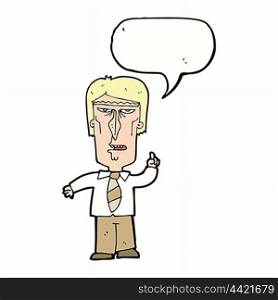 cartoon grumpy boss with speech bubble