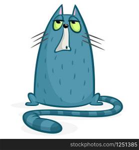 Cartoon grumpy cat. Cute fat cartoon cat illustration with funny expression