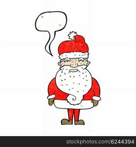 cartoon grumpy santa claus with speech bubble