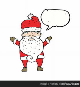 cartoon grumpy santa with speech bubble