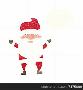 cartoon grumpy santa with thought bubble