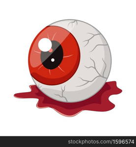 Cartoon Halloween eyeball isolated on white background