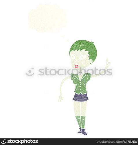 cartoon halloween girl with thought bubble
